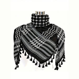 Best-seller Al-Arafat Jacquard singolo nodo foulard nero bianco baffi stile etnico sciarpa per musulmani scialle tradizionale - Product Image 5