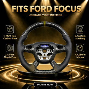 Volant sport de luxe à 3 branches en cuir et fibre de carbone personnalisé à bas <span class=keywords><strong>prix</strong></span> avec palettes de changement de vitesse pour <span class=keywords><strong>Focus</strong></span> MK3 ST <span class=keywords><strong>RS</strong></span> 2012-2018 - Product Image 6