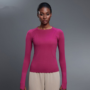Amigable con la piel, sensación desnuda, Yoga, cuello redondo, agujeros para el pulgar, Top para correr, Fitness, manga larga, <span class=keywords><strong>ropa</strong></span> deportiva, <span class=keywords><strong>ropa</strong></span> de Yoga para mujer - Product Image 4