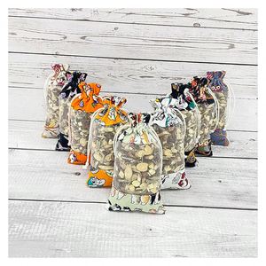 Housse en tissu imprimée numérique personnalisée de dessin animé, cordon de serrage, sac en toile et en organza écologique - Product Image 1