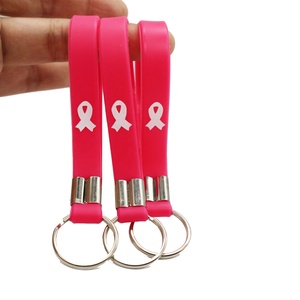 Vòng Tay Keychain Chất Lượng Cao Ung Thư Vú Nhận Thức Mềm Đàn Hồi Debossed Logo Silicon Tùy Chỉnh Silicone In Kỹ Thuật Số - Product Image 5