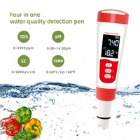 Stylo testeur de qualité de l'eau 4 en 1 PH/TDS/EC/Température avec rétroéclairage, test rapide pour aquarium, piscine, eau potable