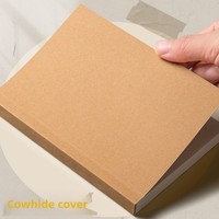 Cuaderno de Regalo Retro de Papel Kraft Simple, A6, con Páginas Rayadas Horizontales, Cuaderno Grueso con Páginas en Blanco para Estudiantes