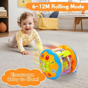 <span class=keywords><strong>Jouet</strong></span> musical de voyage pour bébé, instruments rotatifs lumineux, <span class=keywords><strong>jouet</strong></span> éducatif sensoriel pour le temps sur le ventre, tambour pour bébé rampant - Product Image 4