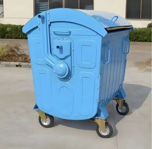 야외용 금속 쓰레기통 아연 도금 강철 쓰레기통 1100L 뚜껑 및 바퀴 포함 내구성 있는 산업용 폐기물 컨테이너 재활용용 - Product Image 5