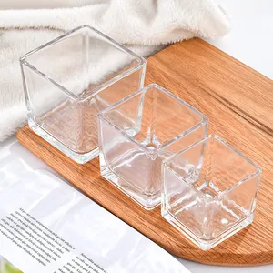 Copo de vela de aromaterapia simples e transparente de vidro cilindro quadrado vazio de muitos tamanhos jarra quadrada