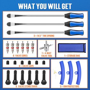 Cuillères à pneus, <span class=keywords><strong>kit</strong></span> de changement de pneus pour <span class=keywords><strong>moto</strong></span>, <span class=keywords><strong>moto</strong></span> tout-terrain, tondeuse à gazon, tracteur, ensemble d'outils de démontage de pneus - Product Image 2