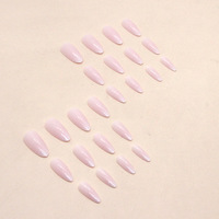 Nouvelles Faux Ongles ABS à Couverture Complète à Coller, Forme Cercueil Moyenne, Qualité Supérieure, Design Personnalisé, Blanc Lait, Vente en Gros