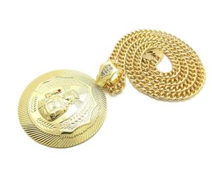 Collana con Ciondolo Hip Hop Iced <span class=keywords><strong>Santa</strong></span> <span class=keywords><strong>Barbara</strong></span> di Duyizhao, Placcata in Oro 14k, Ciondoli Rotondi Personalizzati, Gioielli all'Ingrosso - Product Image 4