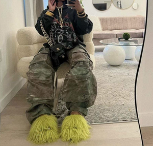 Viviblook Z106AC02 Femmes Y2k Pantoufles en fourrure à bout ouvert Pantoufles moelleuses Chaussures pour femmes Femmes Pantoufles plates à moitié ouvertes - Product Image 6