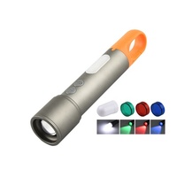 Lampe torche LED de poche rechargeable QXMOVING en alliage d'aluminium, étanche, blanche, rouge, verte, bleue, 4 couleurs, pour le camping en plein air, avec crochet