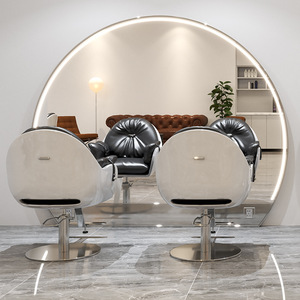 Estación de Barbería LED Comercial de Doble Cara con Enchufes, Espejo Doble Arqueado para Ahorrar Espacio, Muebles de Salón - Product Image 5
