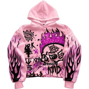 Sweat à capuche graphique grunge personnalisé pour homme, style Y2K, ample, streetwear d'automne, en coton French Terry respirant - Product Image 4
