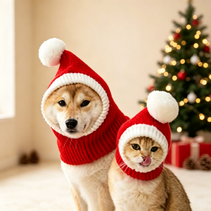 Nouveau design – Chapeau <span class=keywords><strong>de</strong></span> Père Noël en laine rouge pour animaux <span class=keywords><strong>de</strong></span> compagnie – Accessoires d'hiver pour chiens – Style Cendrillon – Nouvel An et Noël – Tailles S/M/L - Product Image 1