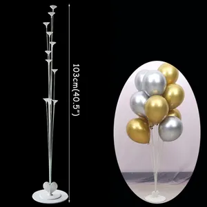 Набор подставок для воздушных шаров-Настольный держатель для воздушных шаров с 11 палочками + чашками и 1 прочной основой, декор для годовщины и любой вечеринки KA022