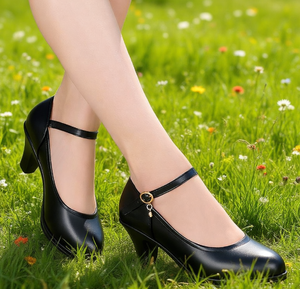 Zapatos de Trabajo Negros para Mujer, Cómodos, de Tacón Medio, Profesionales, para Caminar y Hacer Ejercicio - Product Image 3