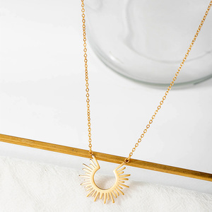 Collar de Sol Ecológico de Acero Inoxidable con Baño de Oro PVD de 18K, Diseño de Sol Celestial y Amanecer, a la Moda y sin Deslustre, para Mujer - Product Image 5