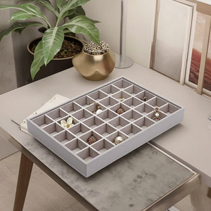 Sản phẩm phổ biến 2025 tùy chỉnh cửa hàng đồ trang sức Showcase sản xuất sản phẩm nhung PU da 35 lưới bông tai và nhẫn khay đồ trang sức - Product Image 6