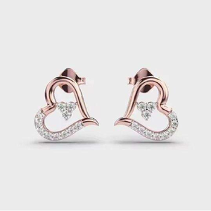Pendientes de Diamantes Cultivados en Laboratorio con Forma de Corazón de Lujo, Certificados por IGI, Joyería Fina para Bodas, Regalos, Novedad, Oro/Plata/Rosa - Product Image 1