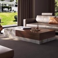 Table basse et à thé en bois de bouleau massif de style nordique avec un design moderne, tiroirs de rangement multifonctionnels, meubles de salon