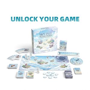 Sky-Isle Skyways Patrol Carrom Board Game Full Color Cardboard Air Current Challenge & Island Commerce Quest Cards - Product Image 2