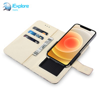 IExplore Design personnalisé haut vers le bas Push Pull PU cuir universel Flip Cover portefeuille coque de téléphone pour iPhone 17 Pro Max Samsung S25