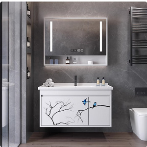 Mueble de baño pintado de lujo, lavabo de cerámica integrado, lavamanos, combinación de mueble y lavabo - Product Image 2