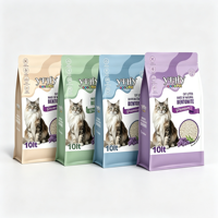 Sac d'emballage pour litière pour chat en bentonite, 10L, anti-humidité, brillant, scellé sur huit côtés, avec impression personnalisée pour chat, pour usage domestique