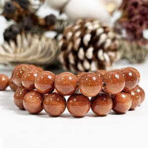 Groothandel Smooth Gold Zandsteen Edelsteen Losse Kralen Voor Sieraden Maken Diy Handgemaakte Ambachten 4Mm 6Mm 8Mm 10mm 12Mm 14Mm - Product Image 1