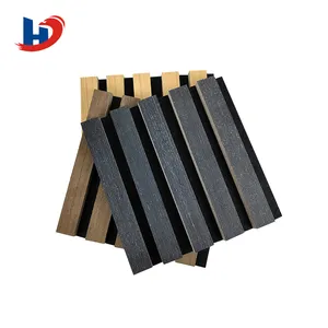 HJ高性能方形样品提供面板木墙木板条声学毡akupanel板条墙板