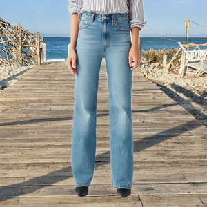Série Haut de Gamme Printemps/Été Bleu Glacé, 100% Coton Turc Lavé, Respirant, Coupe Ample, Taille Haute, Longueur Intégrale, Jambe Large - Product Image 3