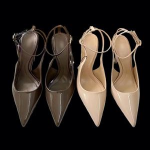 Sandalias de tacón alto para mujer, con punta fina, sin cordones, con hebilla, impermeables, antideslizantes, de cuero genuino, a la moda, para fiestas - Product Image 1