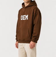 Sweat à capuche en molleton français personnalisé ODM High Street, coupe oversize, épaules tombantes, motif tendance, couleurs automnales, 100% coton