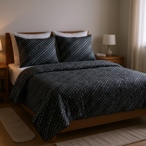 Couette Vianney double vintage noire matelassée avec rembourrage en polyester pour l'automne et l'hiver - Product Image 2