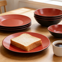 Lot de 18 assiettes et bols élégants en grès, style européen et américain, motif baies, vente en gros pour restaurants et hôtels