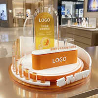 Présentoir à cosmétiques moderne en acrylique écologique avec LED, fonctions antivol, affiches interchangeables, surface polie, logo personnalisé, OEM