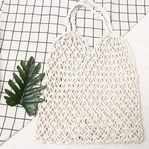 2024 printemps écologique femmes sacs à main grande capacité décontracté coton corde tissé sac à bandoulière évider macramé <span class=keywords><strong>plage</strong></span> sacs fourre-tout - Product Image 3