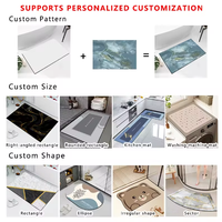 Modern Large Floral Kitchen Mat 40x60cm Absorbent Floor Rug Anti-Fatigue Rubber Bathroom Carpet for Home & Hotel Decor