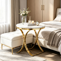 Table Basse Mobile de Luxe Moderne en Métal et Fer, Plateau en Pierre Frittée Durable, Idéale pour Salon, Canapé, Balcon – Meilleure Vente