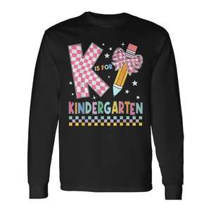 Camiseta de manga larga con diseño de lazo y lápiz para niños de preescolar, ropa para el regreso a clases - Product Image 1