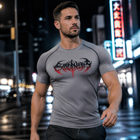 T-shirt de compression pour homme à imprimé 3D, séchage rapide, en polyester, pour le sport et la gym, avec logo métallique, manches courtes, anti-UV