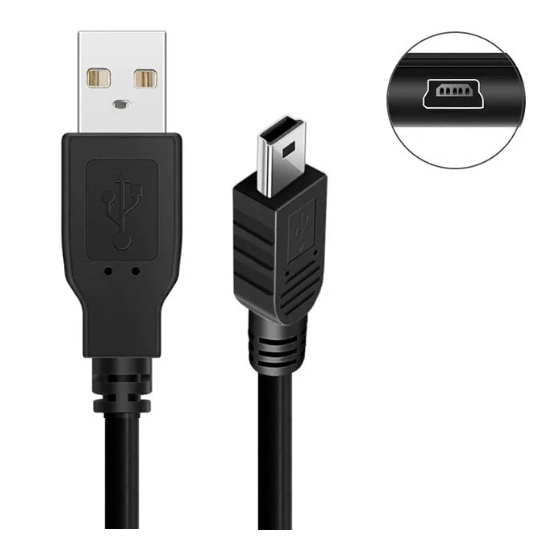 1m Black Color T Shape Mini 5pin Digital Camera USB Charging Cable with One Ferrite for IFC 400PCU For--Canon