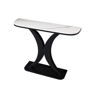 <span class=keywords><strong>Console</strong></span> d'entrée multifonctionnelle en métal et pierre de style italien, table d'appoint murale de luxe léger et minimaliste moderne - Product Image 5