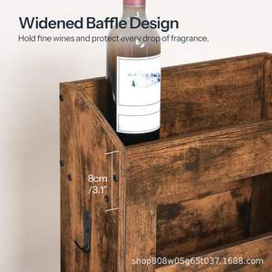 Porte-bouteilles mural en bois rétro, rectangulaire, en bois massif, pour fête, style simple - Product Image 5
