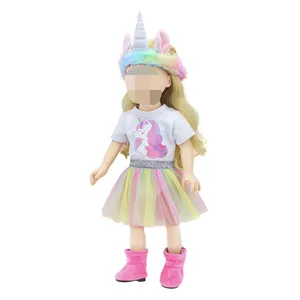 ベビー服新生児セットガール人形 Suppliers-1セットの人形の服は赤ちゃんの誕生日プレゼントのための18インチのアメリカの人形の女の子に合います