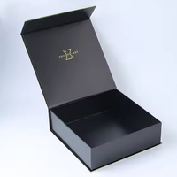 Emballage de parfum en carton rigide avec logo personnalisé, boîte cadeau noire magnétique avec insert en mousse