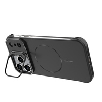 Funda Magnética sin Marco con Anillo Metálico para Cámara y Soporte, Carcasa Mate de PC a Prueba de Golpes para iPhone 13 14 15 16 17 18 Pro Max