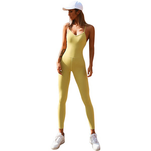 Ropa deportiva para mujer, diseño de espalda cruzada doble, mono de yoga para fitness, traje para correr de una pieza - Product Image 6