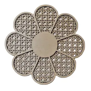 Neutral Nursery Daisy Name Sign Rattan Flower Wall Art