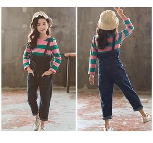 เสื้อยืดลายทางผ้าฝ้ายลายตารางใหญ่สำหรับเด็กชาวแอฟริกัน พร้อมกางเกงยีนส์แบรนด์เนมในโบลิเวีย - Product Image 2